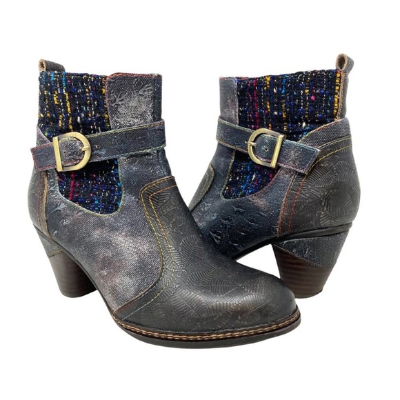 Spring Step L'Artiste Nancies Black Multi Mid Calf Boots - Size 7.5 multi color - Picture 1 of 11